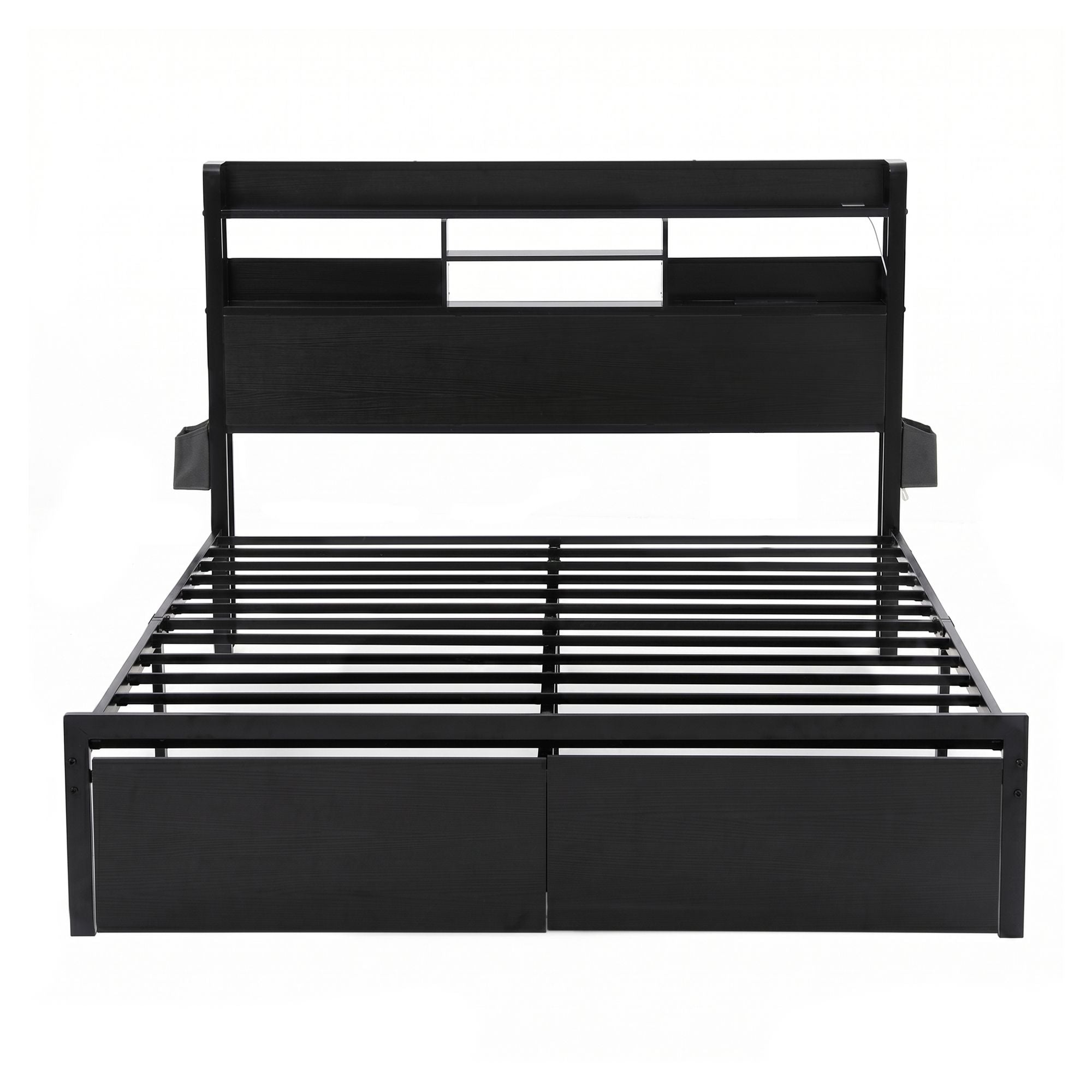 Artiss Bed Frame Double with Charging Station Storage Organizer Drawers LED ZAC
