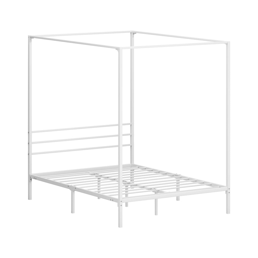 Oikiture Metal Canopy Bed Frame Double Size White-Metal Bed Frames-PEROZ Accessories