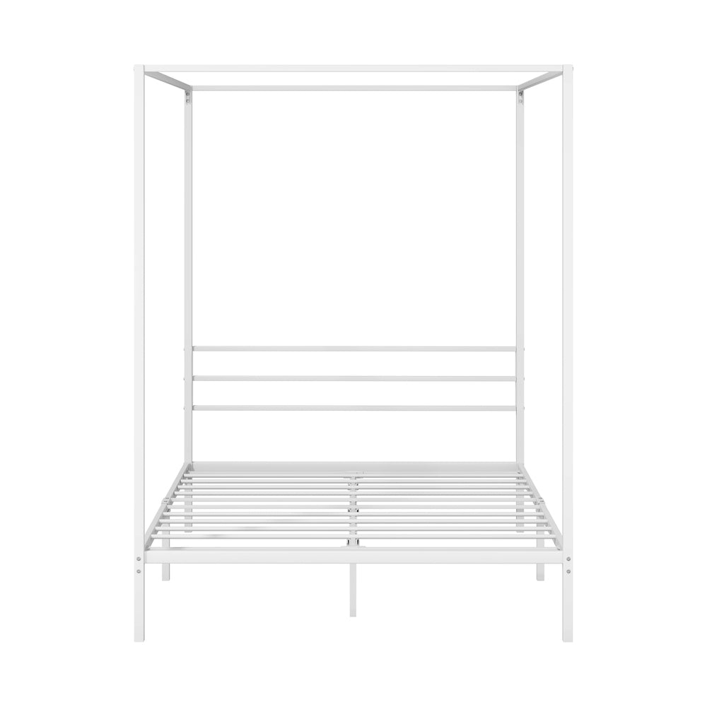 Oikiture Metal Canopy Bed Frame Double Size White-Metal Bed Frames-PEROZ Accessories