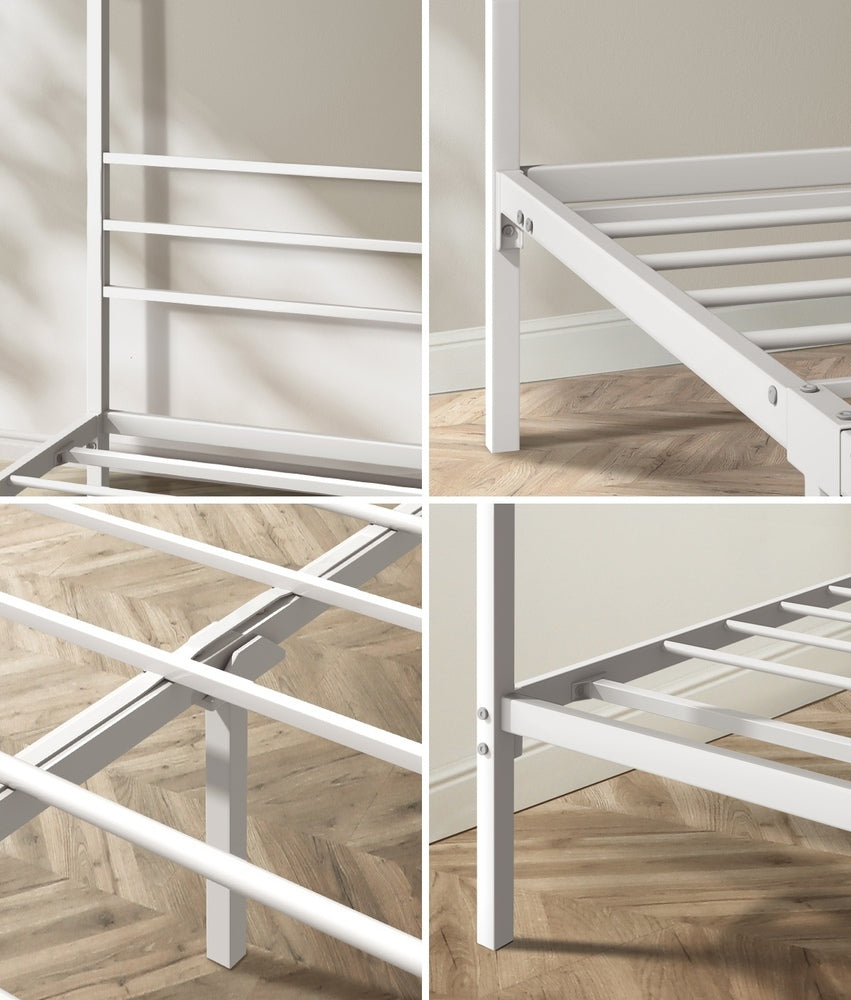 Oikiture Metal Canopy Bed Frame Double Size White-Metal Bed Frames-PEROZ Accessories
