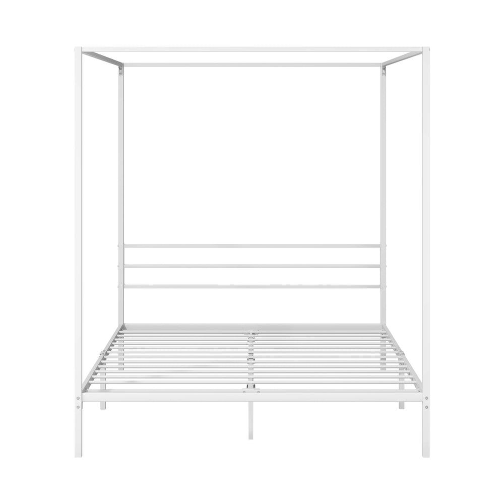 Oikiture Metal Canopy Bed Frame Queen Size White-Metal Bed Frames-PEROZ Accessories