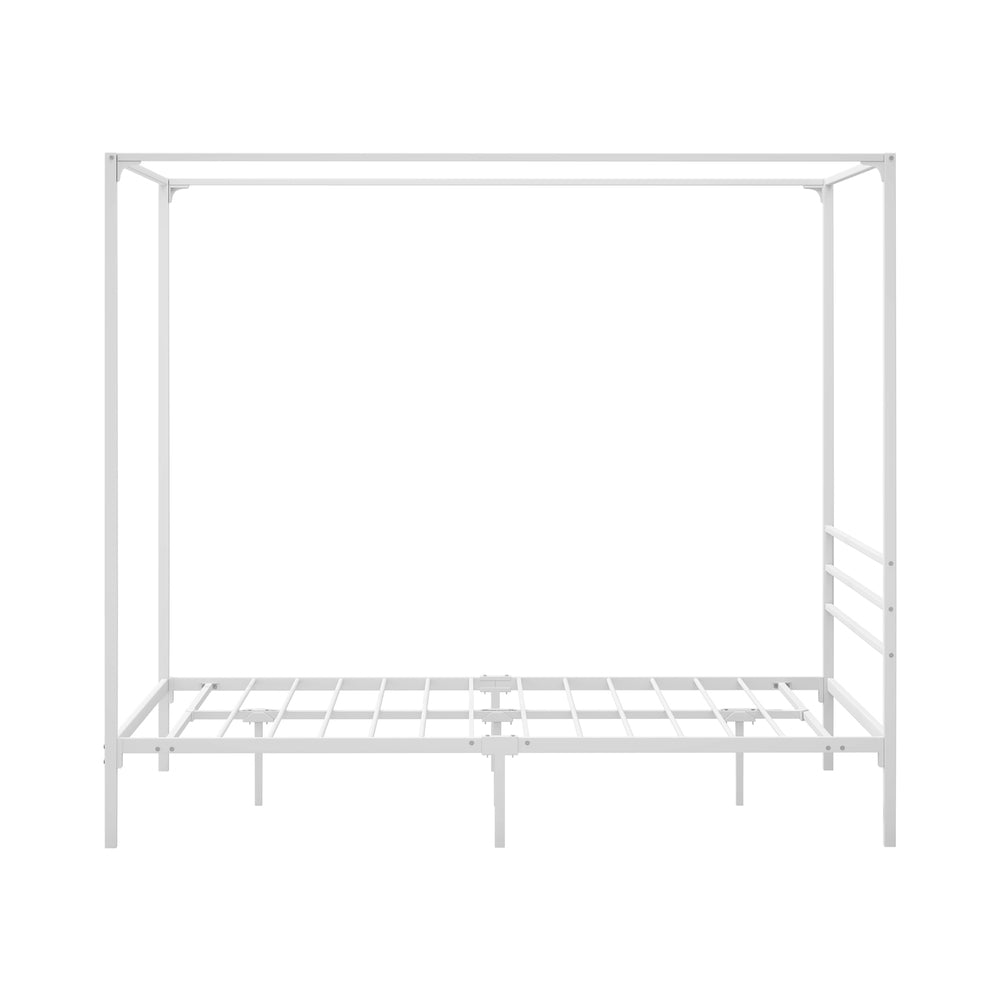 Oikiture Metal Canopy Bed Frame Queen Size White-Metal Bed Frames-PEROZ Accessories