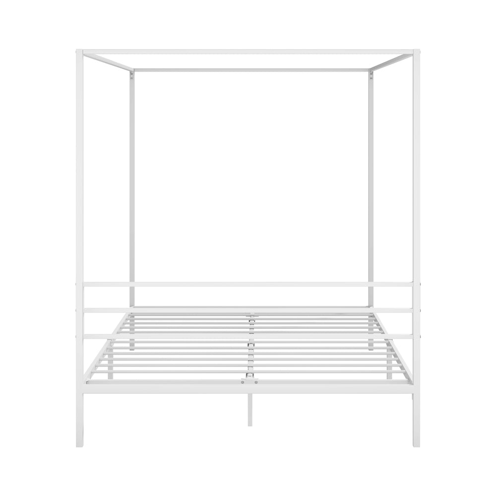 Oikiture Metal Canopy Bed Frame Queen Size White-Metal Bed Frames-PEROZ Accessories