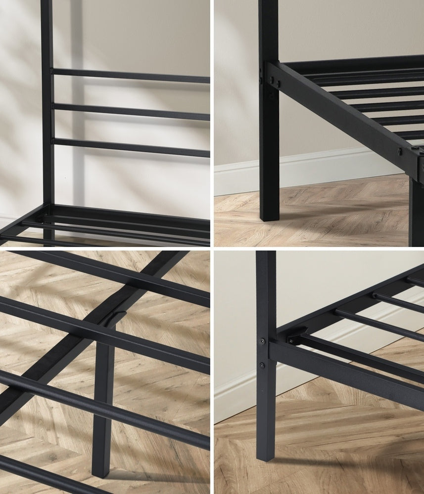 Oikiture Metal Canopy Bed Frame Single Size Platform-Metal Bed Frames-PEROZ Accessories