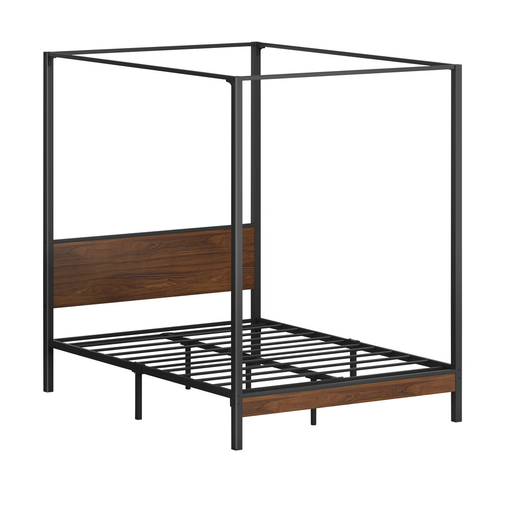 Oikiture Metal Canopy Bed Frame Queen Size Beds Platform-Metal Bed Frames-PEROZ Accessories