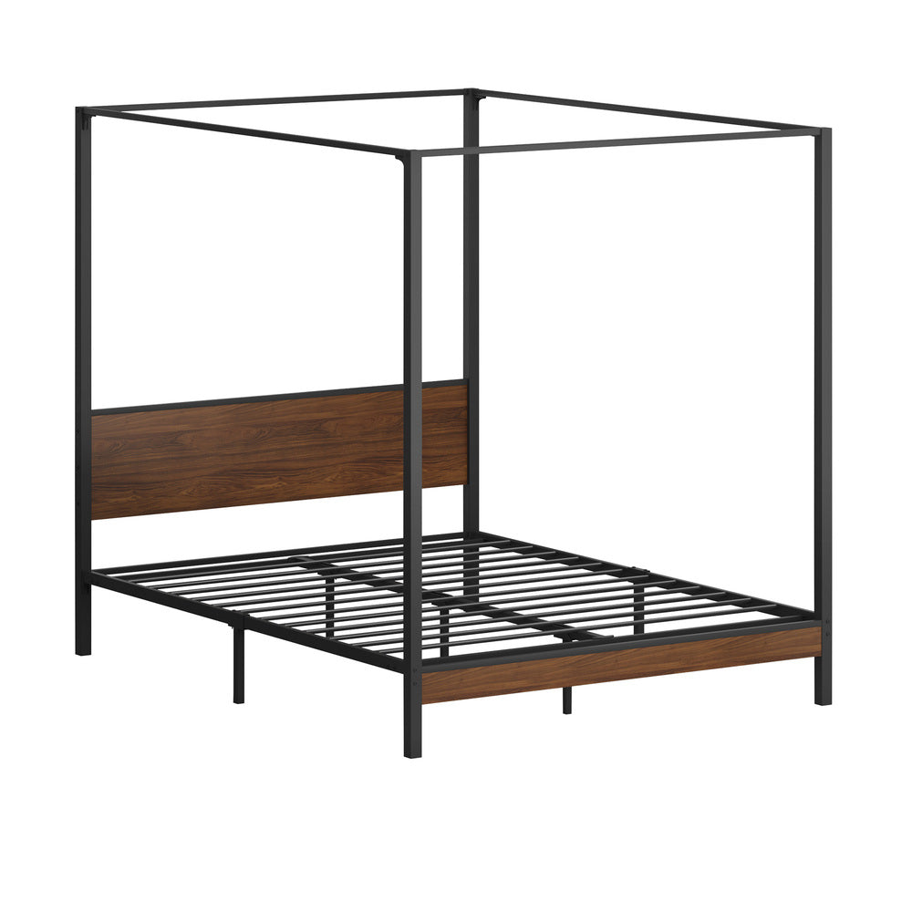 Oikiture Metal Canopy Bed Frame Double Size Beds Platform-Metal Bed Frames-PEROZ Accessories