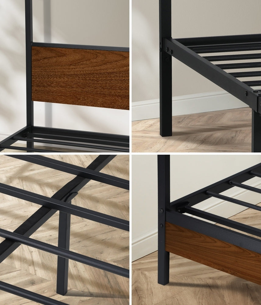 Oikiture Metal Canopy Bed Frame Double Size Beds Platform-Metal Bed Frames-PEROZ Accessories