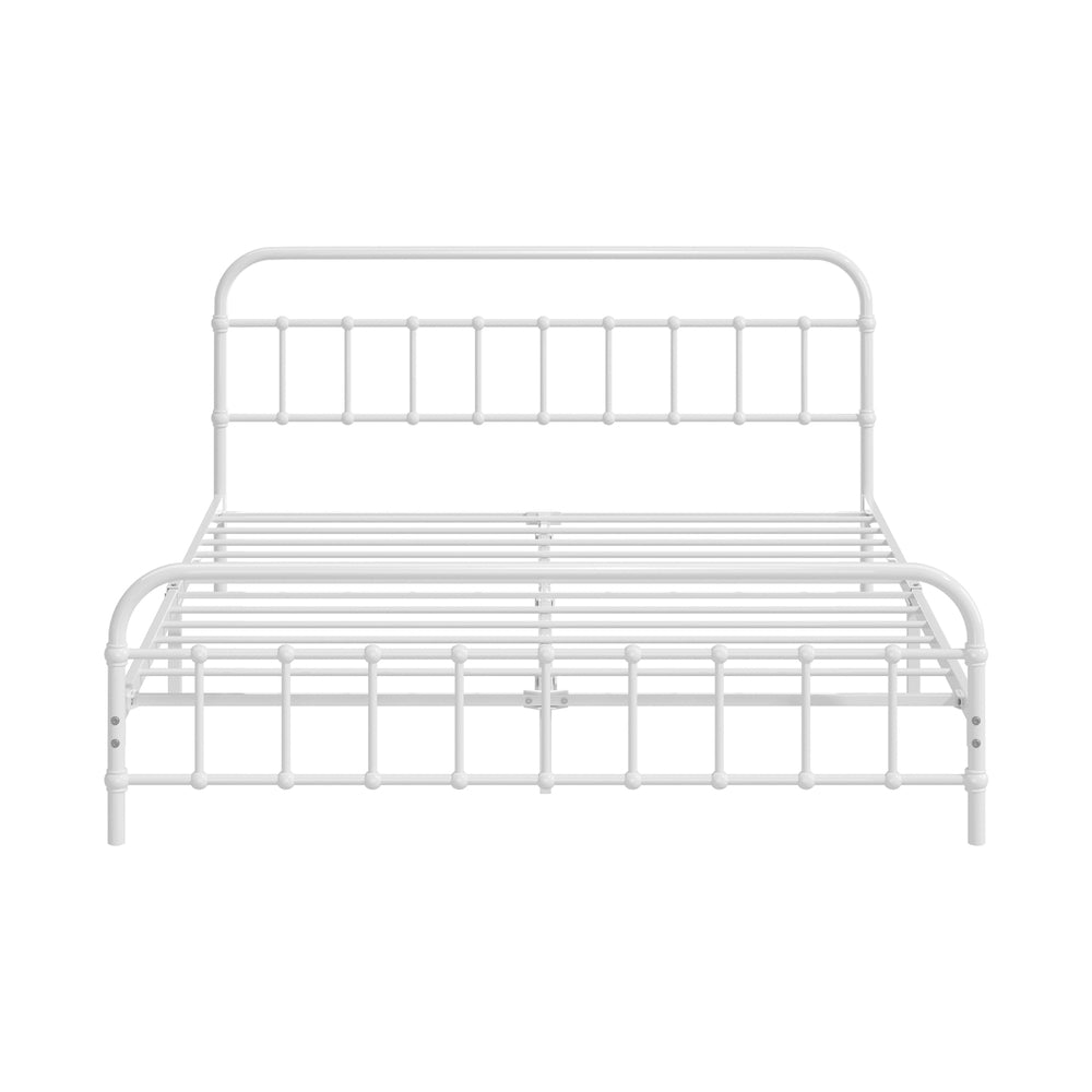Oikiture Bed Frame Metal Queen Size Bed Platform White-Metal Bed Frames-PEROZ Accessories