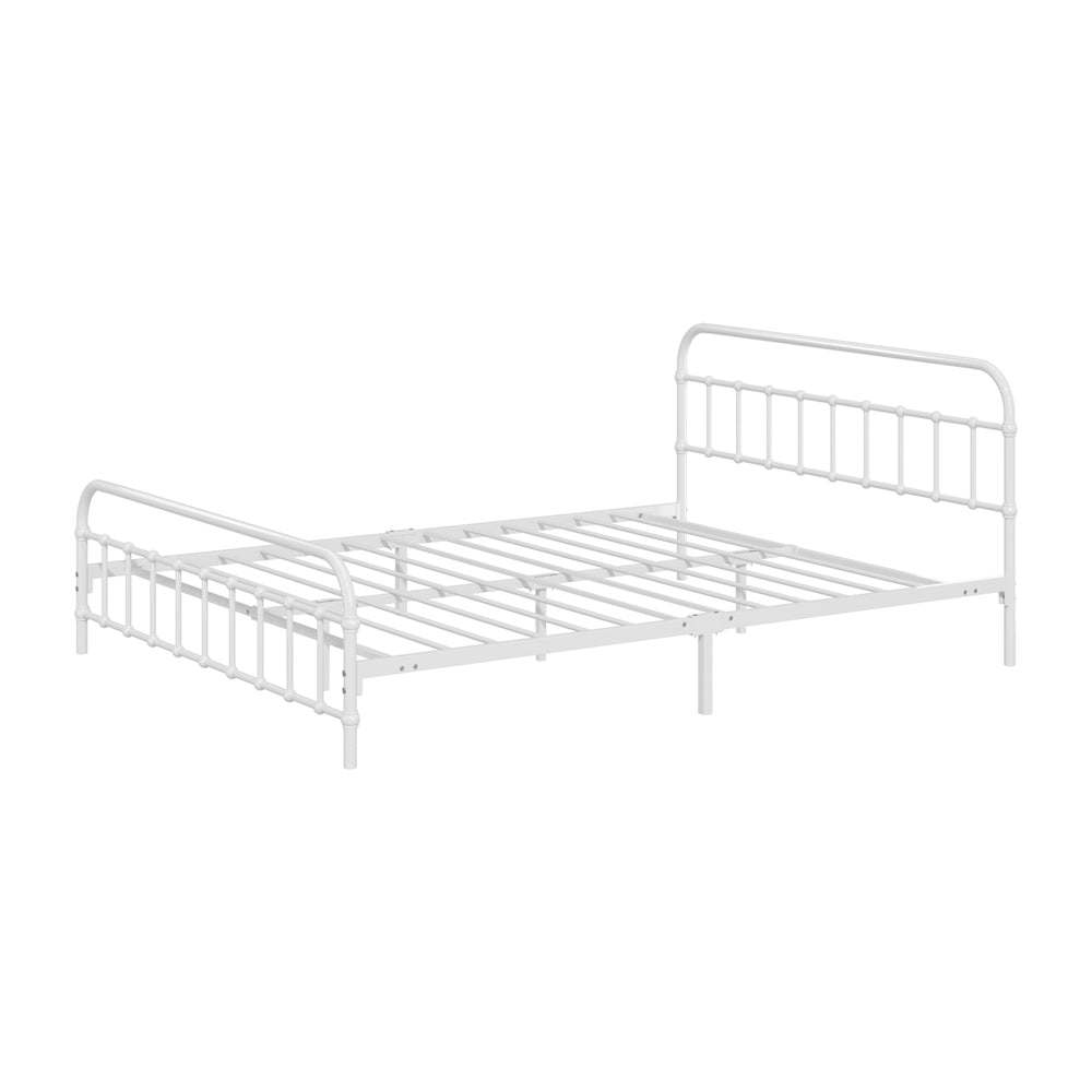 Oikiture Bed Frame Metal Queen Size Bed Platform White-Metal Bed Frames-PEROZ Accessories