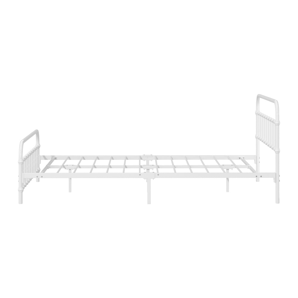 Oikiture Bed Frame Metal Queen Size Bed Platform White-Metal Bed Frames-PEROZ Accessories