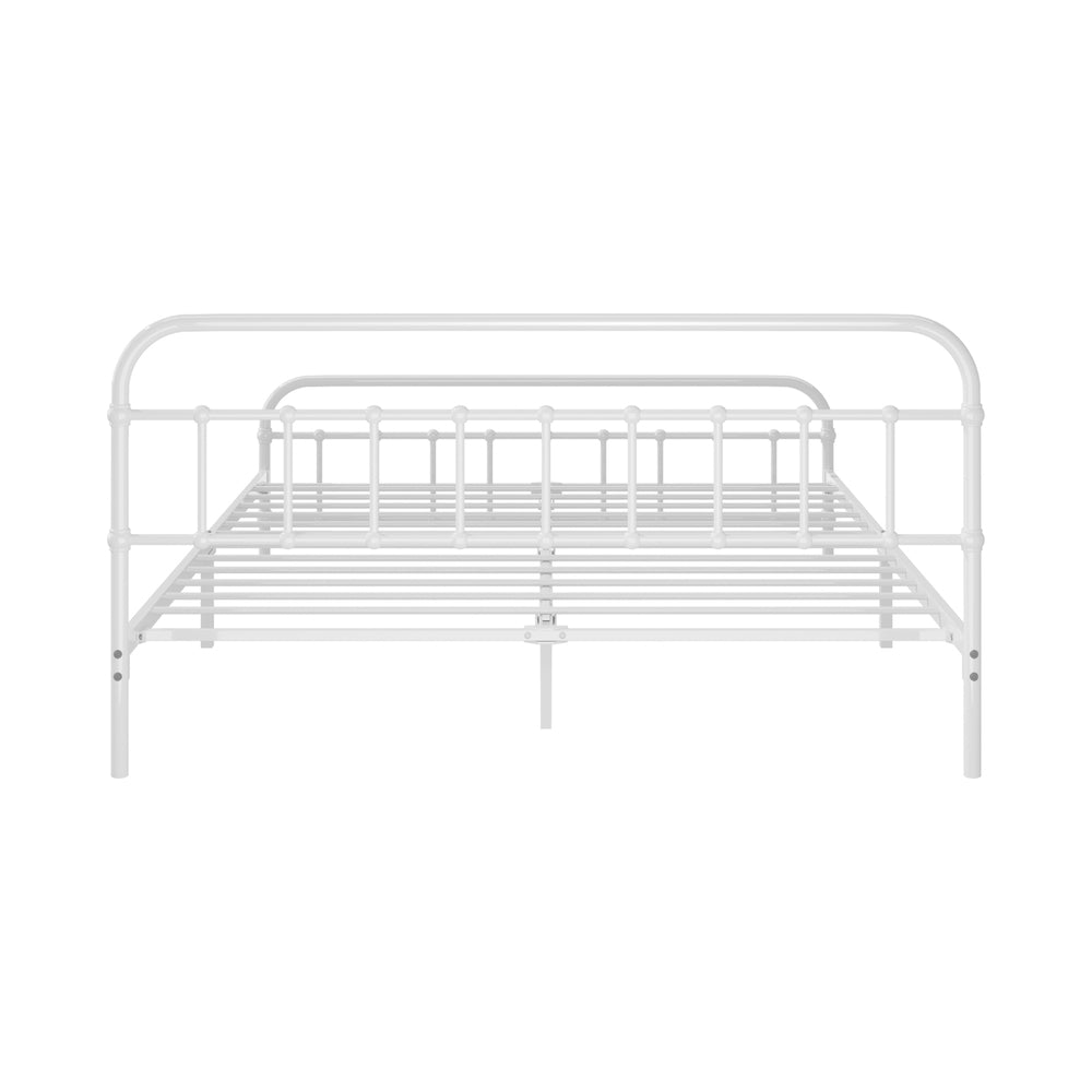 Oikiture Bed Frame Metal Queen Size Bed Platform White-Metal Bed Frames-PEROZ Accessories