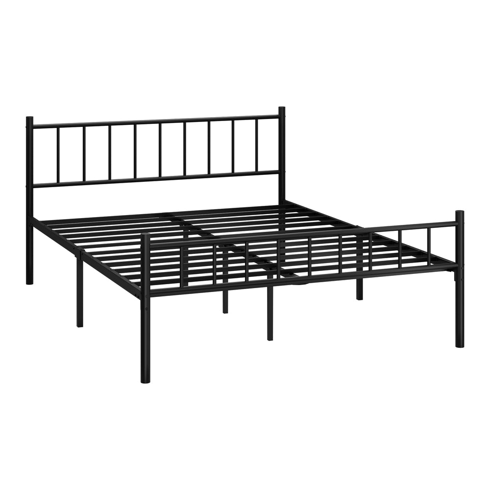 Oikiture Bed Frame Queen Size Metal Base Platform Black COMA-Metal Bed Frame-PEROZ Accessories