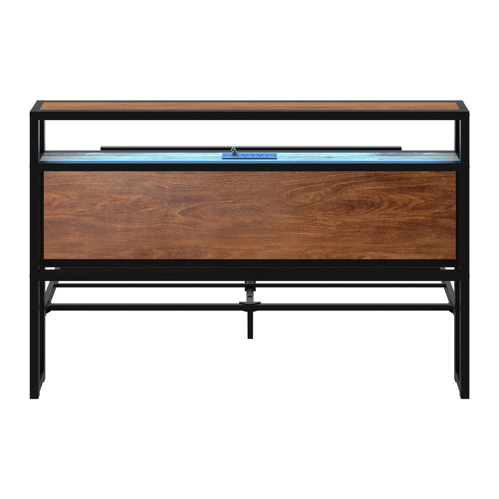 Oikiture Metal Bed Frame Queen Size LED Storage Headboard USB Charge-Metal Bed Frame-PEROZ Accessories
