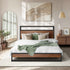 Oikiture Metal Bed Frame Queen Size LED Storage Headboard USB Charge-Metal Bed Frame-PEROZ Accessories