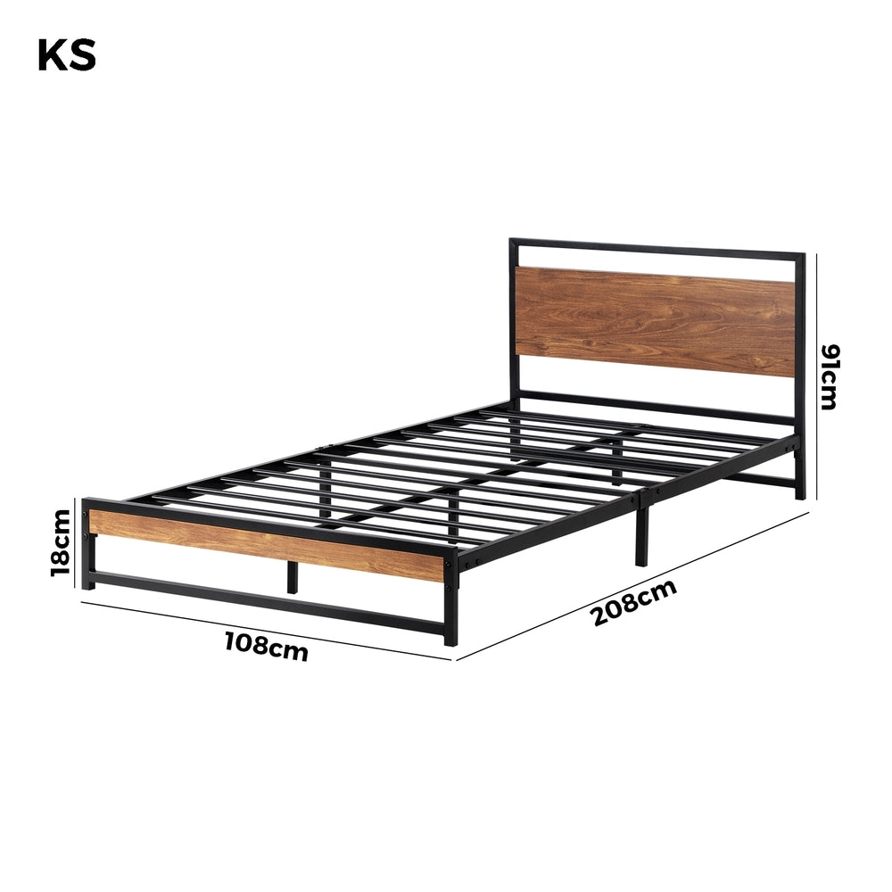 Oikiture Metal Bed Frame King Single Size Beds Base Platform Wood-Metal Bed Frames-PEROZ Accessories