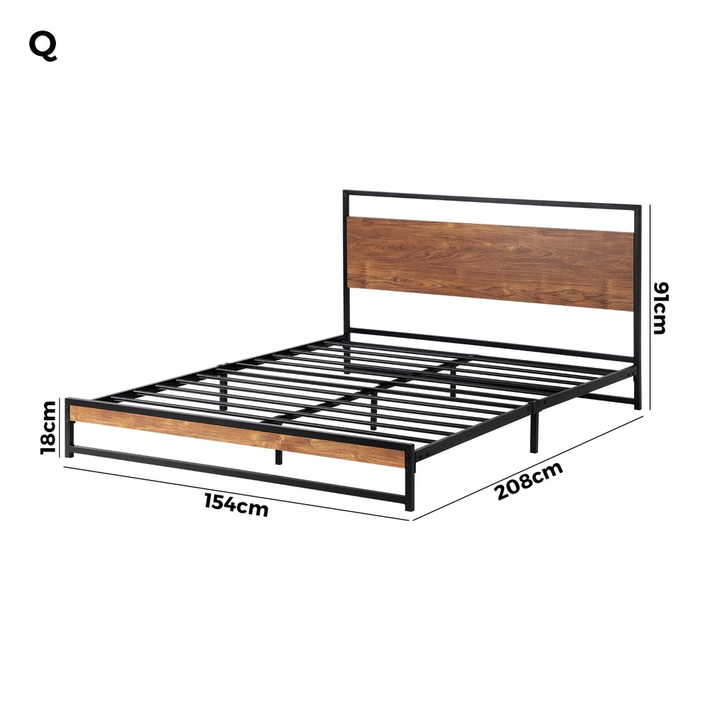 Oikiture Metal Bed Frame Queen Size Beds Base Platform Wood-Metal Bed Frames-PEROZ Accessories