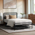 Oikiture King Single Metal Bed Frame Railing-style Black-Metal Bed Frames-PEROZ Accessories