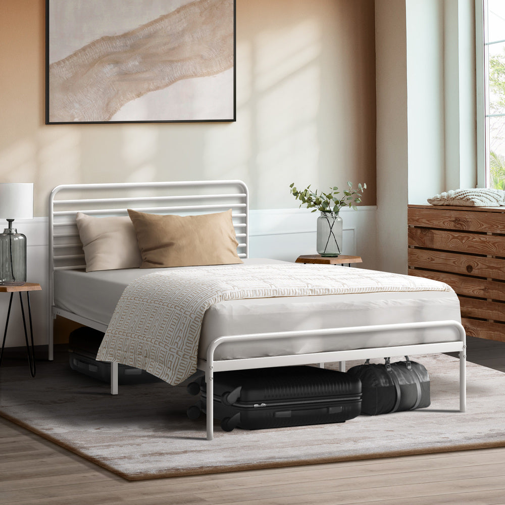 Oikiture Metal Bed Frame King Single Platform White-Metal Bed Frames-PEROZ Accessories