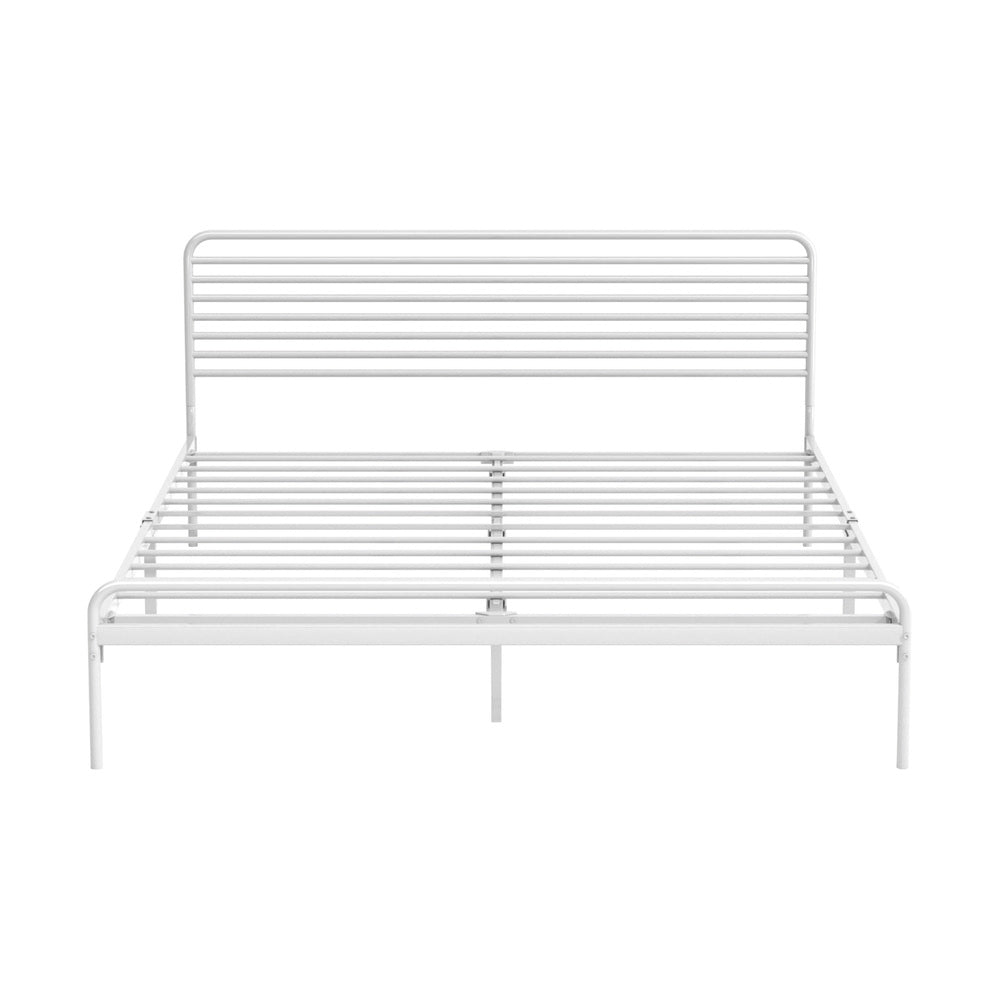Oikiture Metal Bed Frame Queen Size Platform White-Metal Bed Frames-PEROZ Accessories