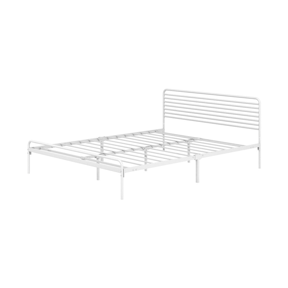 Oikiture Metal Bed Frame Queen Size Platform White-Metal Bed Frames-PEROZ Accessories