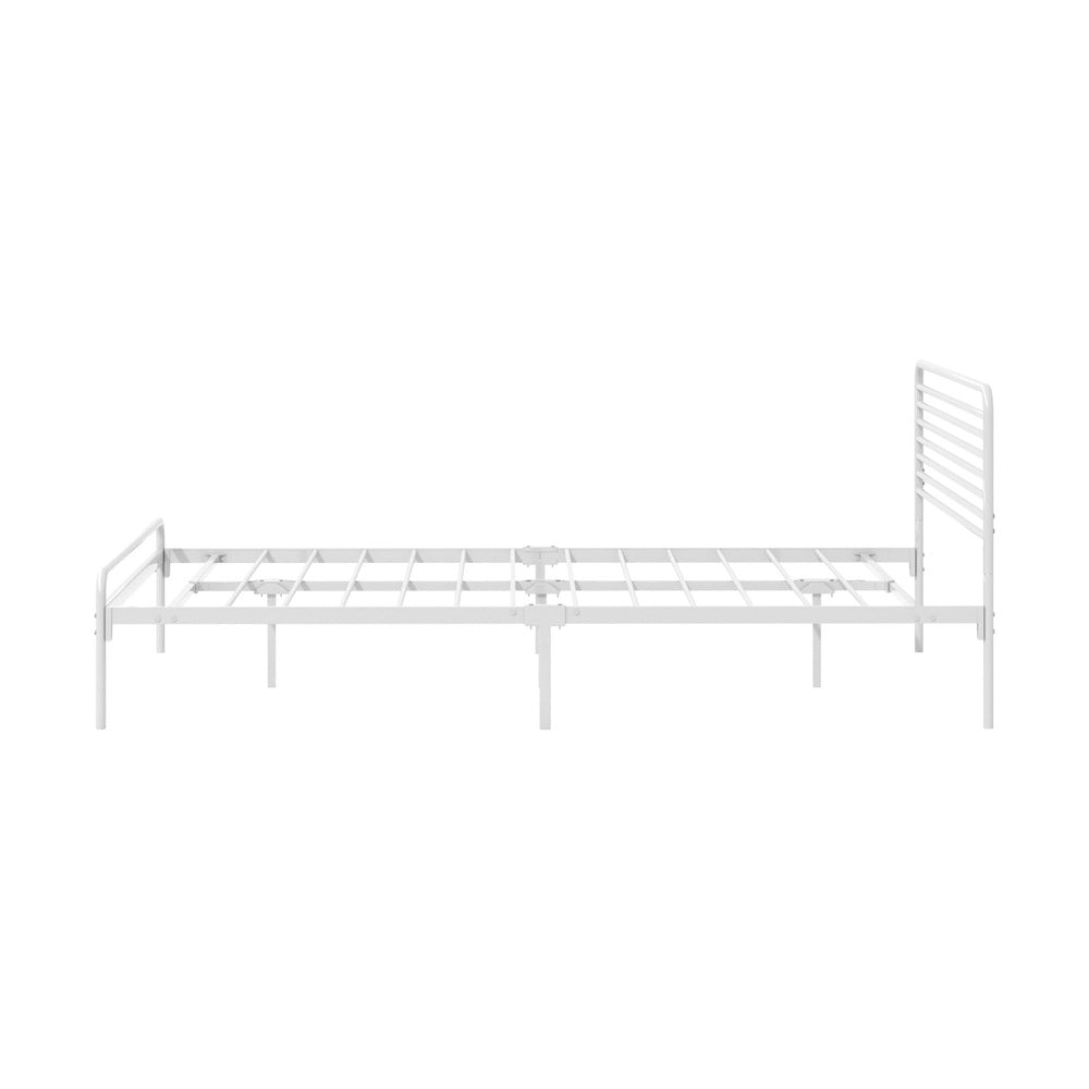 Oikiture Metal Bed Frame Queen Size Platform White-Metal Bed Frames-PEROZ Accessories