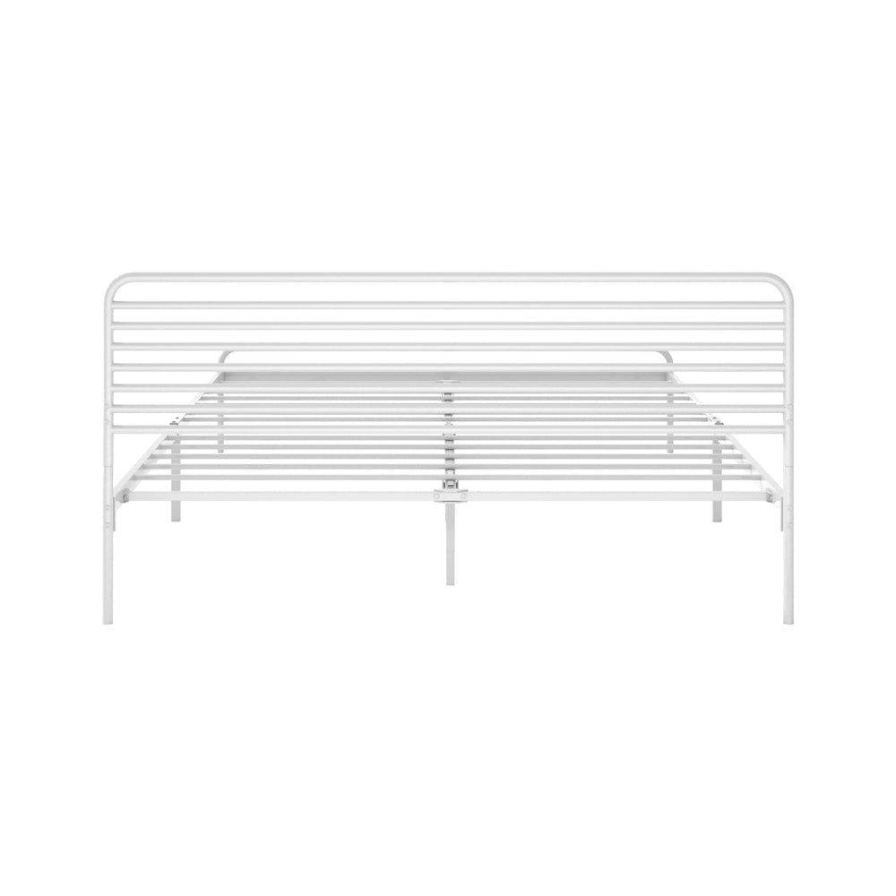 Oikiture Metal Bed Frame Queen Size Platform White-Metal Bed Frames-PEROZ Accessories