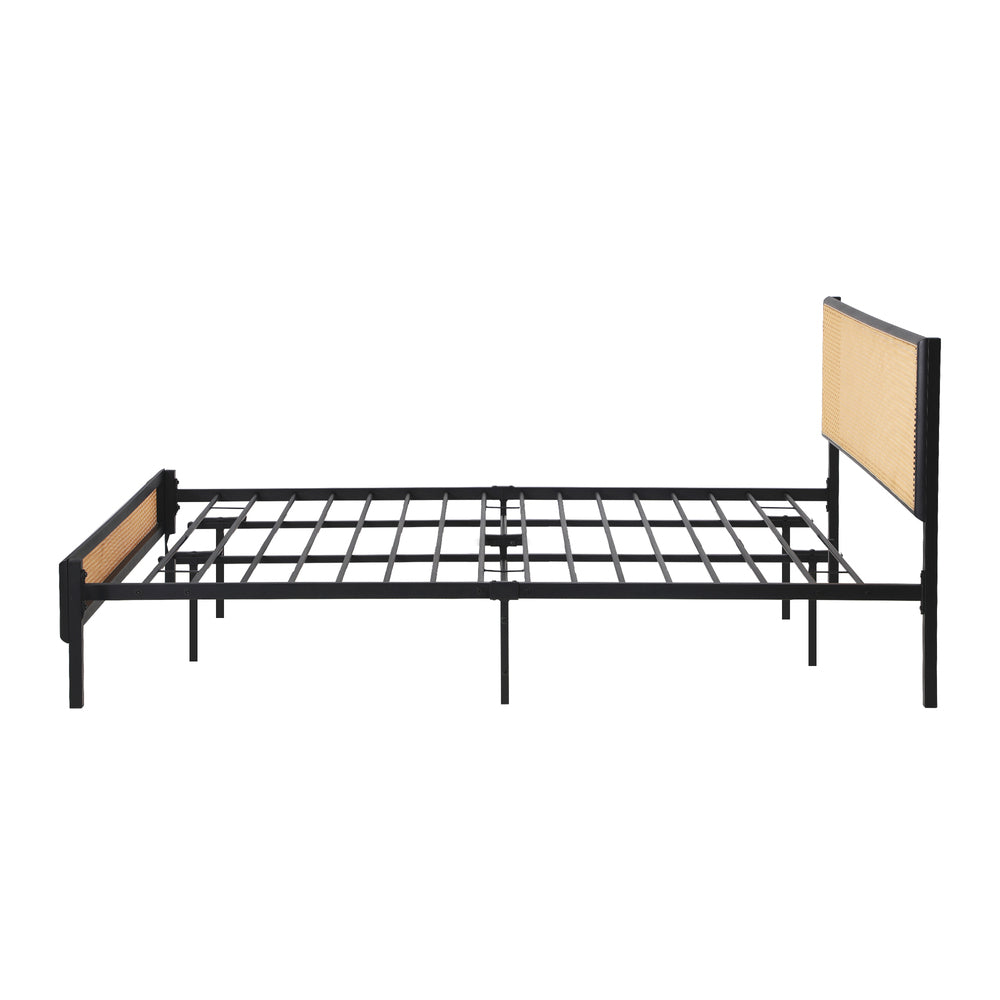 Oikiture Metal Bed Frame King Size with Rattan Board-Metal Bed Frame-PEROZ Accessories