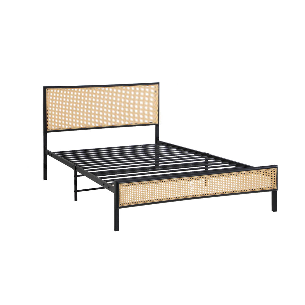 Oikiture Metal Bed Frame Single Size with Rattan Board-Metal Bed Frame-PEROZ Accessories