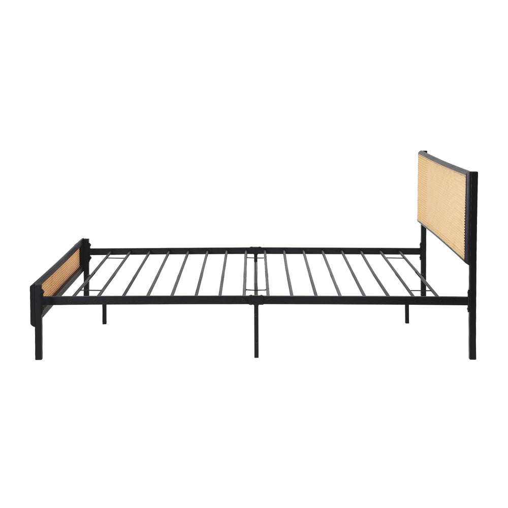 Oikiture Metal Bed Frame Single Size with Rattan Board-Metal Bed Frame-PEROZ Accessories
