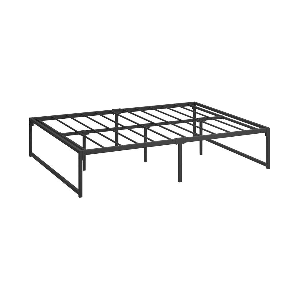 Oikiture Metal Bed Frame Double Size Beds Platform Black-Metal Bed Frames-PEROZ Accessories