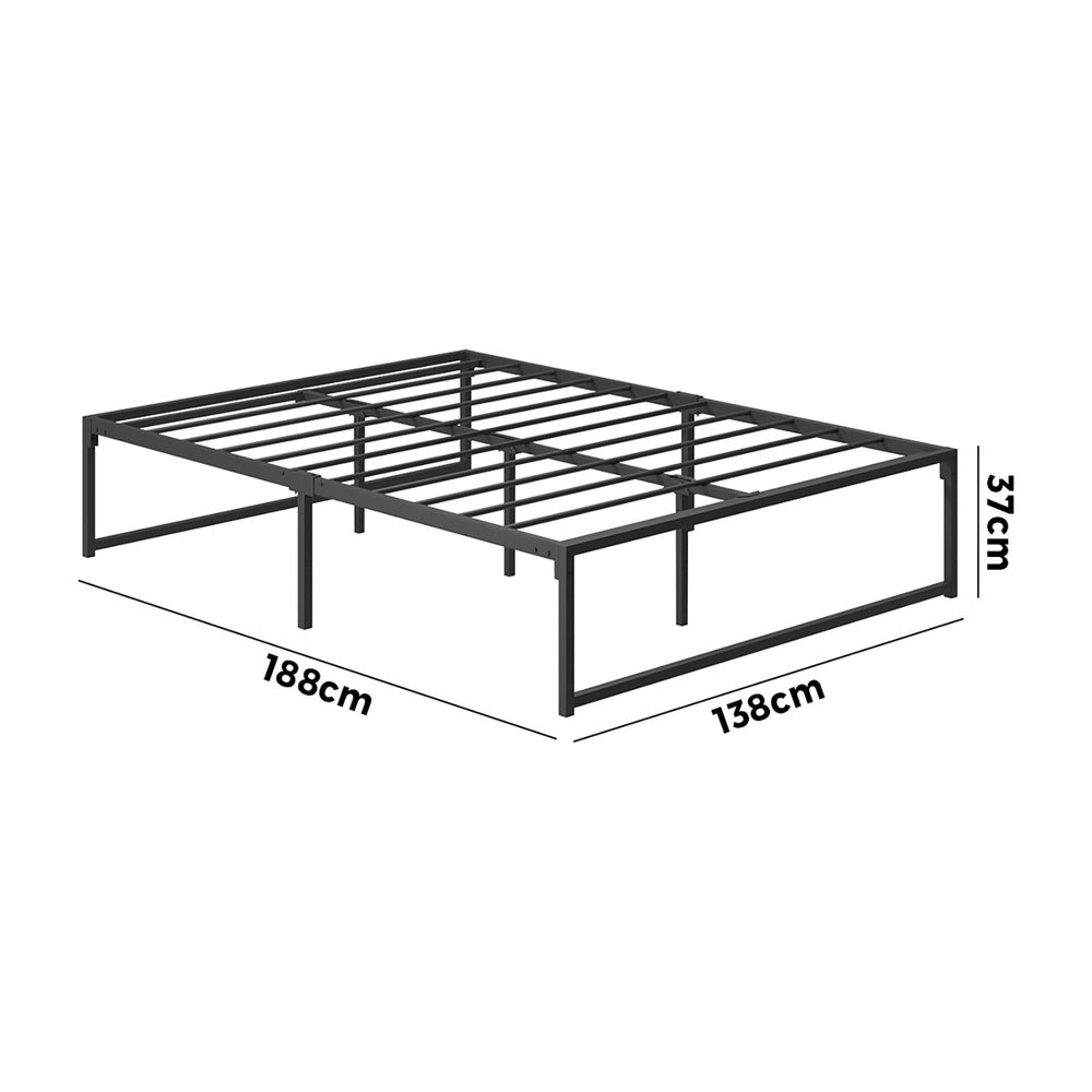 Oikiture Metal Bed Frame Double Size Beds Platform Black-Metal Bed Frames-PEROZ Accessories