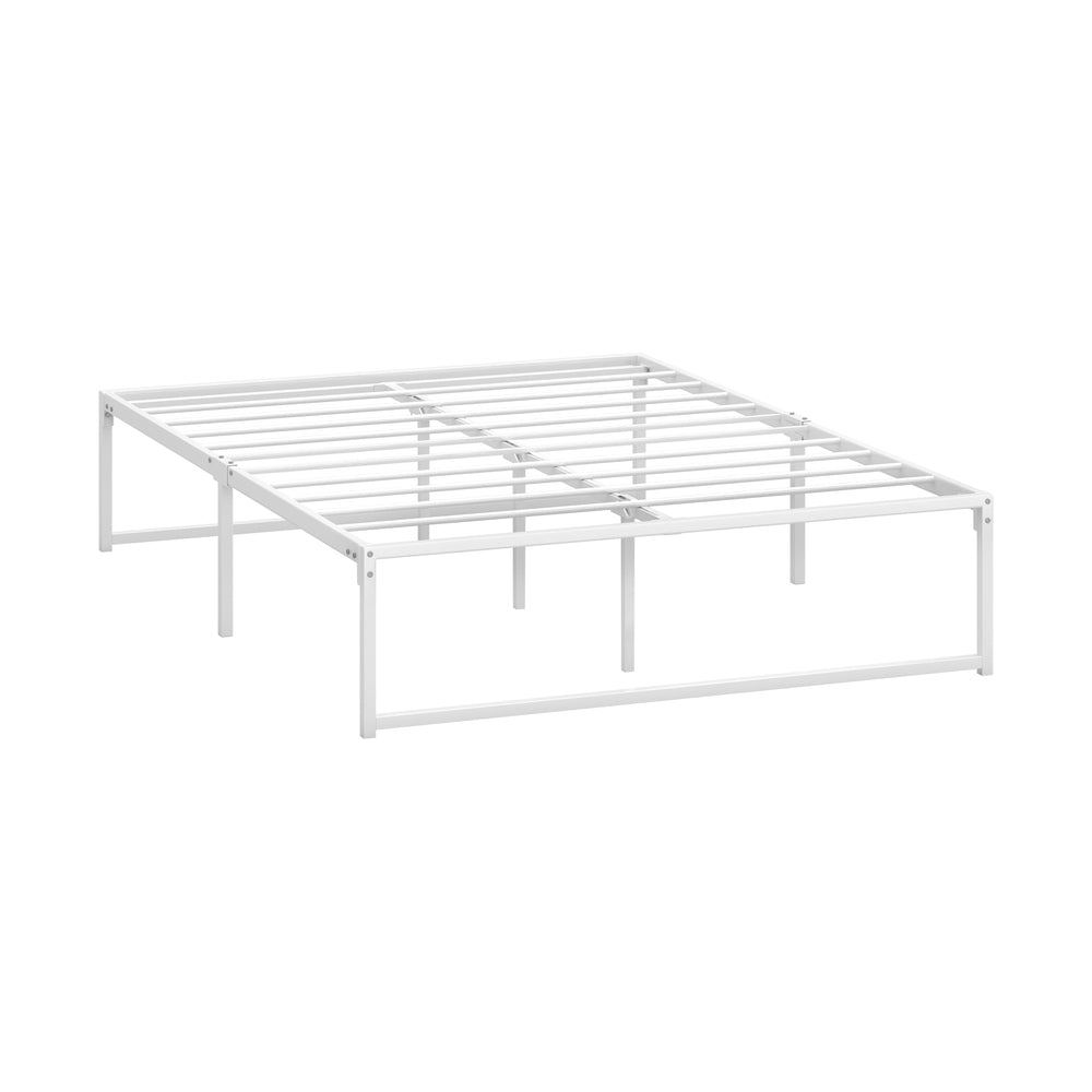 Oikiture Metal Bed Frame Double Size Bed Base White-Metal Bed Frame-PEROZ Accessories