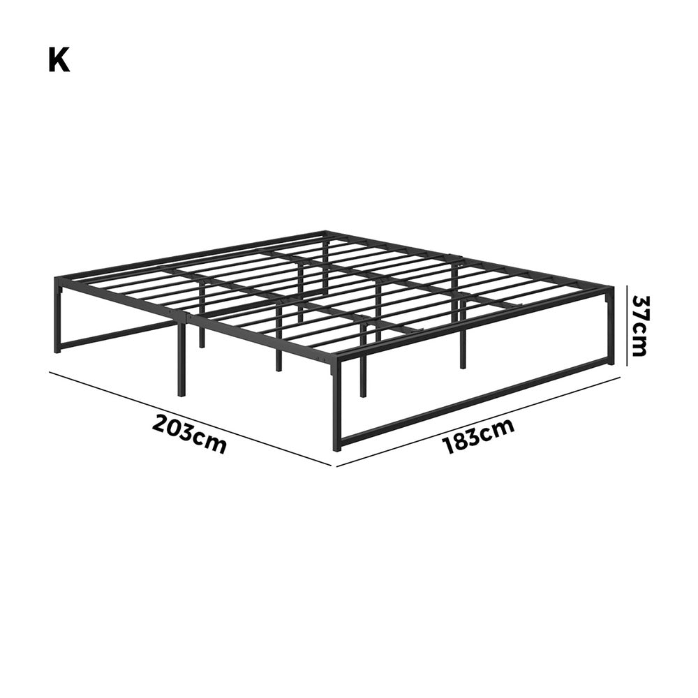 Oikiture Metal Bed Frame King Size Beds Base Platform Black-Metal Bed Frame-PEROZ Accessories