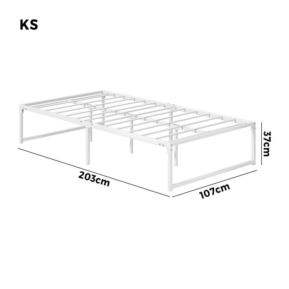 Oikiture Metal Bed Frame King Single Bed Base White-Metal Bed Frame-PEROZ Accessories