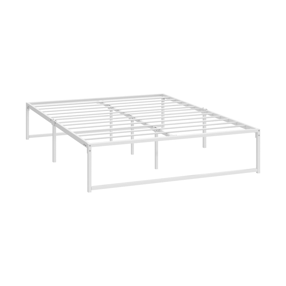 Oikiture Metal Bed Frame Queen Size Bed Base White-Metal Bed Frame-PEROZ Accessories