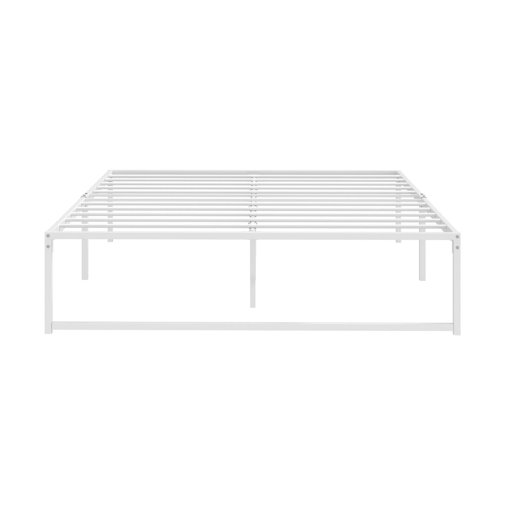 Oikiture Metal Bed Frame Queen Size Bed Base White-Metal Bed Frame-PEROZ Accessories