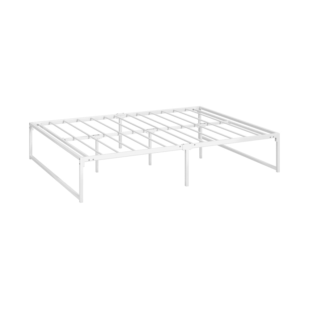 Oikiture Metal Bed Frame Queen Size Bed Base White-Metal Bed Frame-PEROZ Accessories