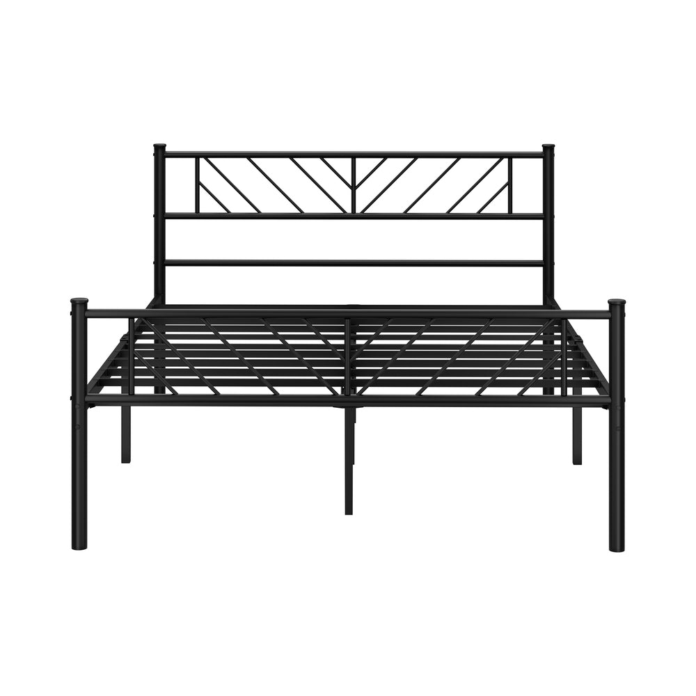 Oikiture Metal Bed Frame Double Size Bed Base Platform Black SIS-Metal Bed Frame-PEROZ Accessories