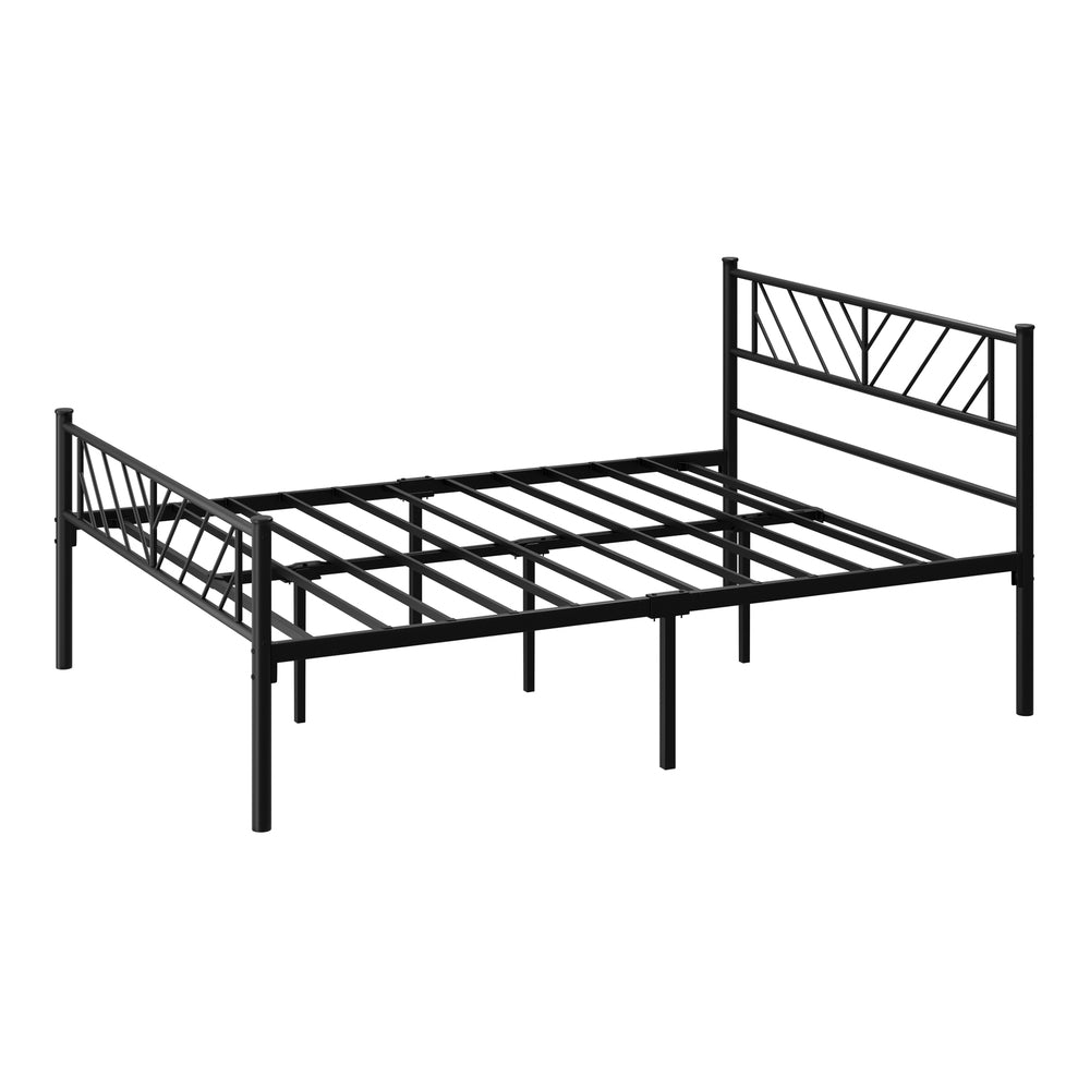 Oikiture Metal Bed Frame Double Size Bed Base Platform Black SIS-Metal Bed Frame-PEROZ Accessories