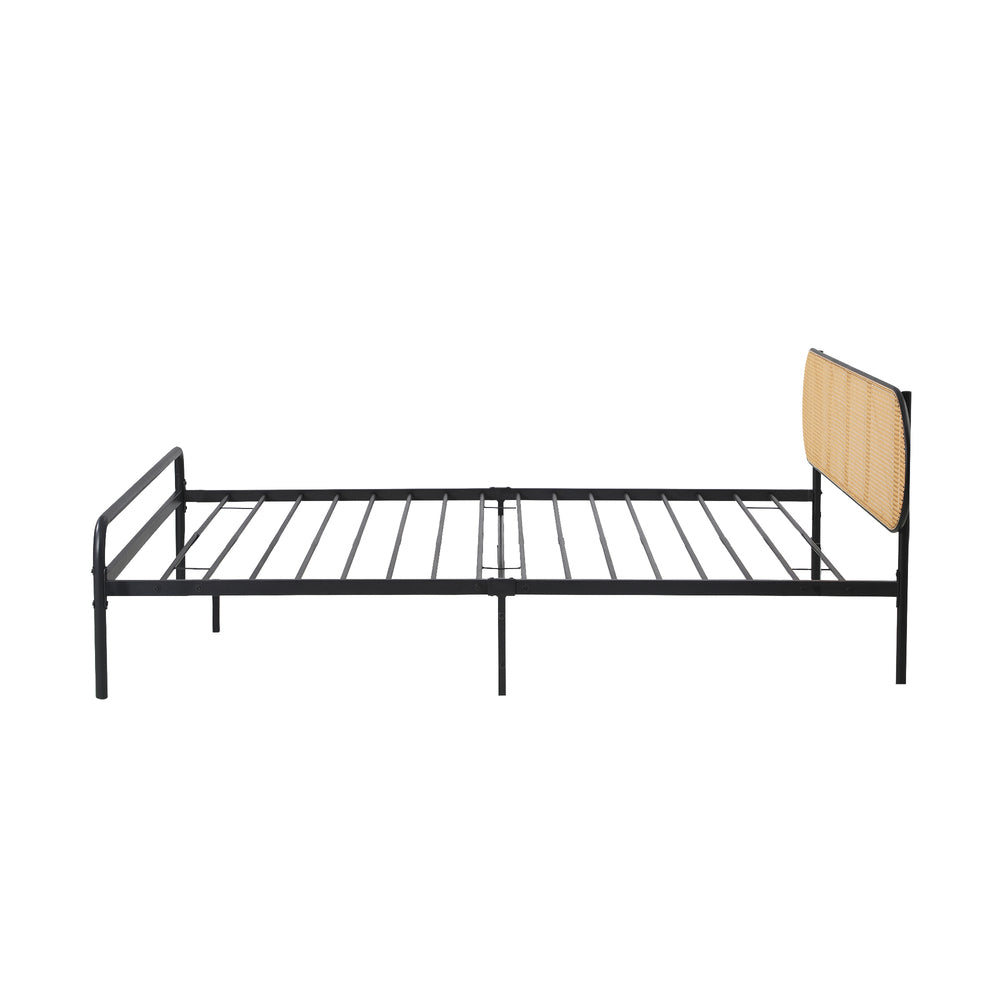 Oikiture Bed Frame Single Metal Base Rattan Headboard-Metal Bed Frame-PEROZ Accessories