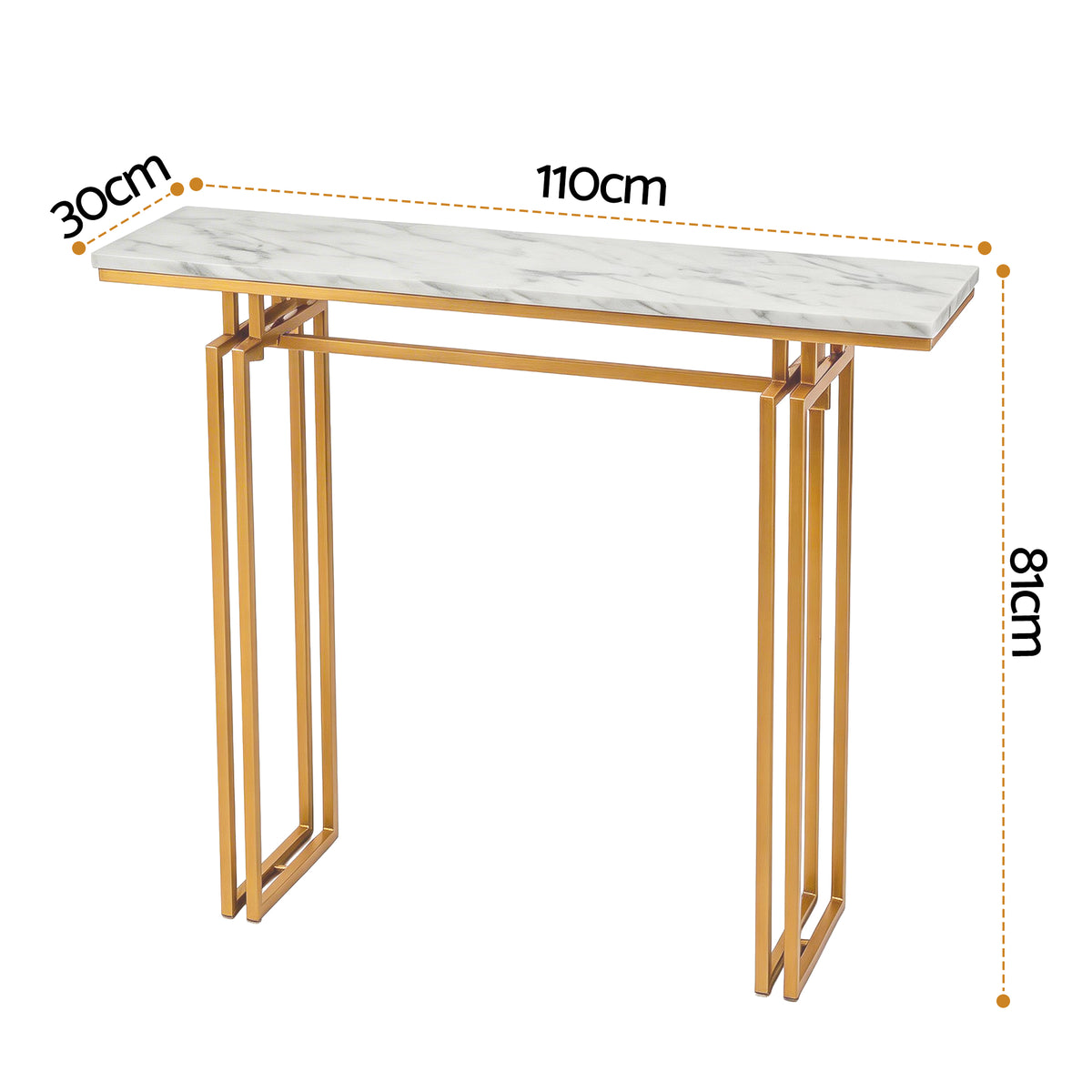 Artiss Console Table Hallway Entryway Table Marble Effect 110CM White & Gold-Furniture > Living Room > Side Tables-PEROZ Accessories