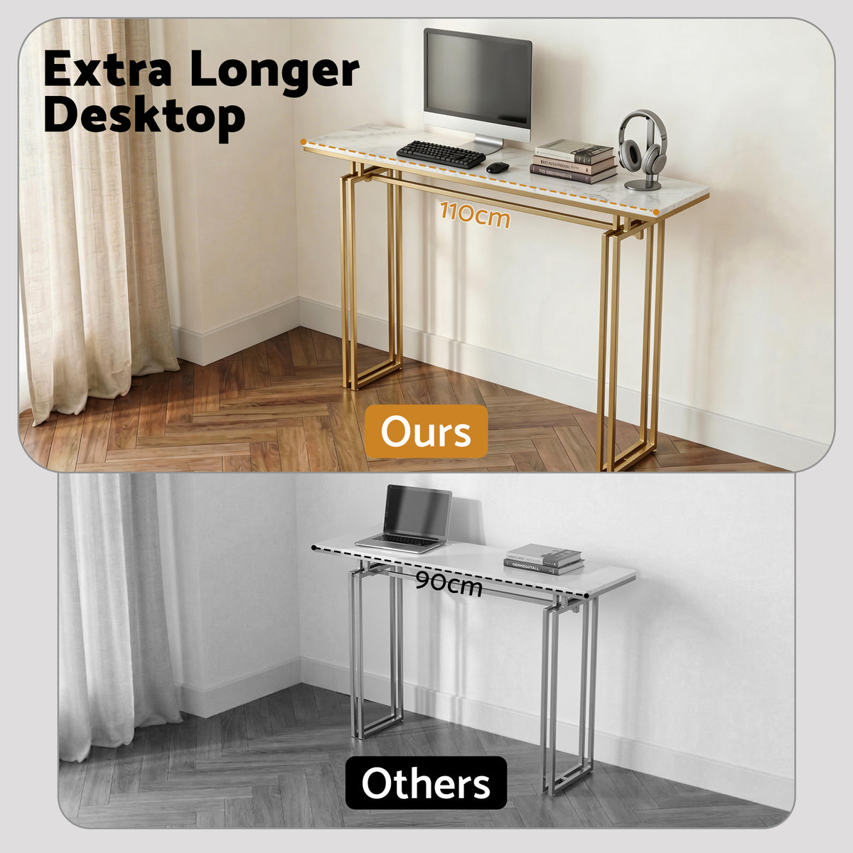 Artiss Console Table Hallway Entryway Table Marble Effect 110CM White & Gold-Furniture > Living Room > Side Tables-PEROZ Accessories