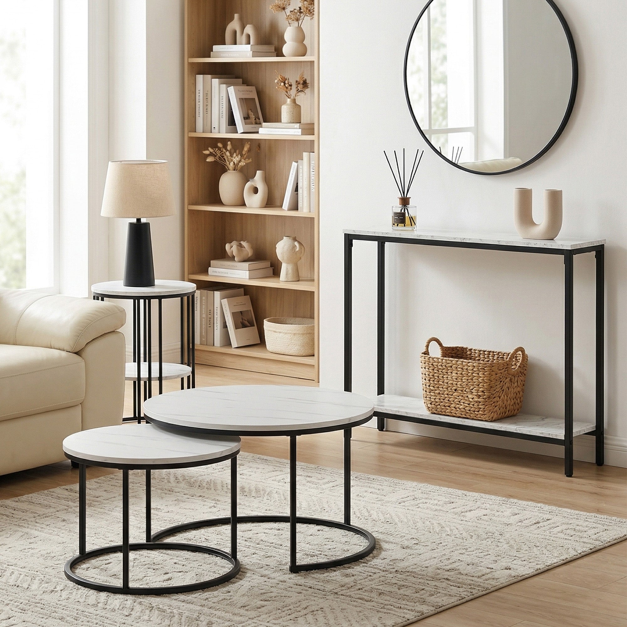 Artiss Console Table Entryway Hallway Display Desk Marble Effect White-Furniture > Living Room > Side Tables-PEROZ Accessories