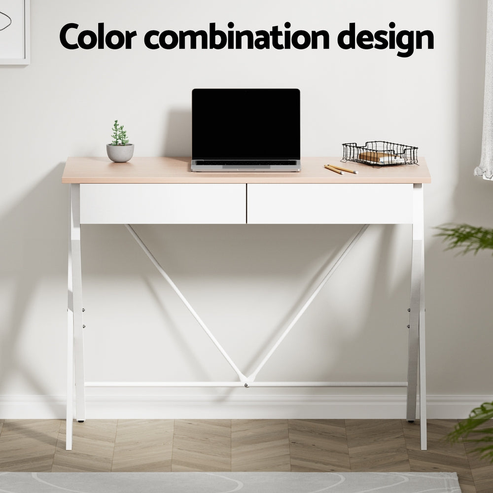 Artiss Computer Desk Drawer Oak 100CM-Furniture > Office-PEROZ Accessories