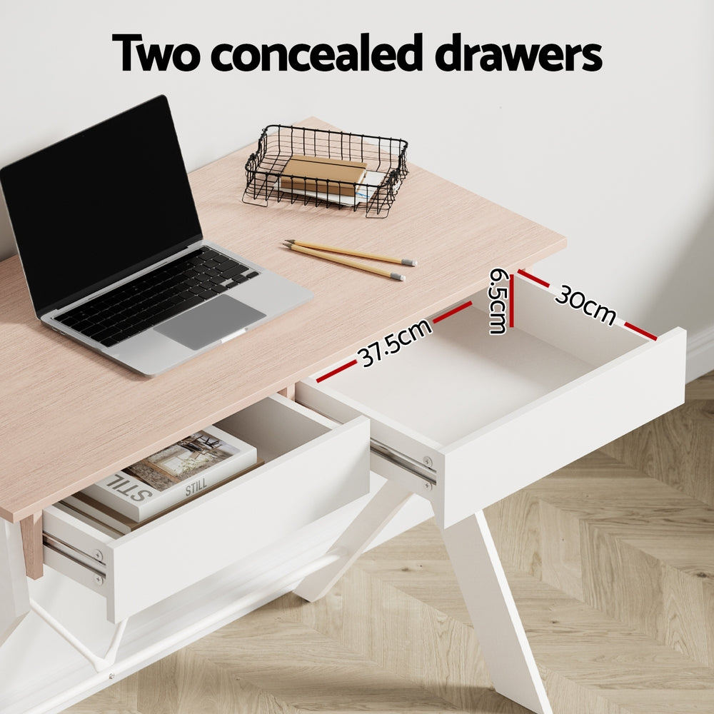 Artiss Computer Desk Drawer Oak 100CM-Furniture > Office-PEROZ Accessories