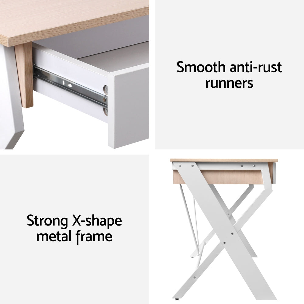 Artiss Computer Desk Drawer Oak 100CM-Furniture > Office-PEROZ Accessories