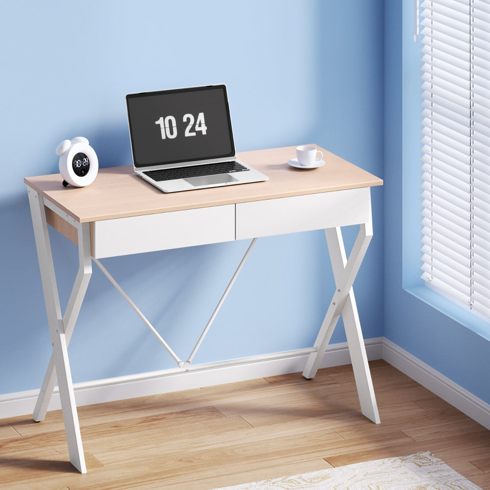 Artiss Computer Desk Drawer Oak 100CM-Furniture > Office-PEROZ Accessories