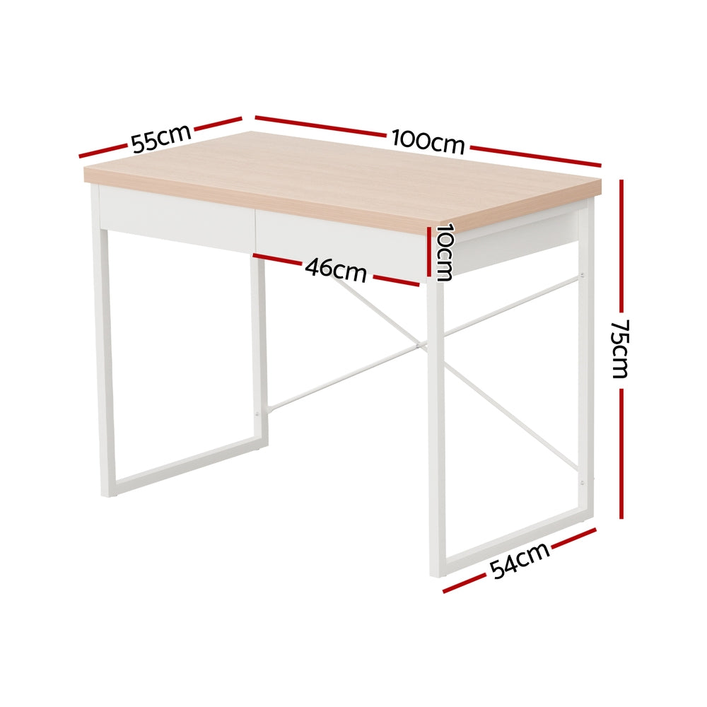 Artiss Computer Desk Drawer Storage Oak 100CM-Furniture > Office-PEROZ Accessories
