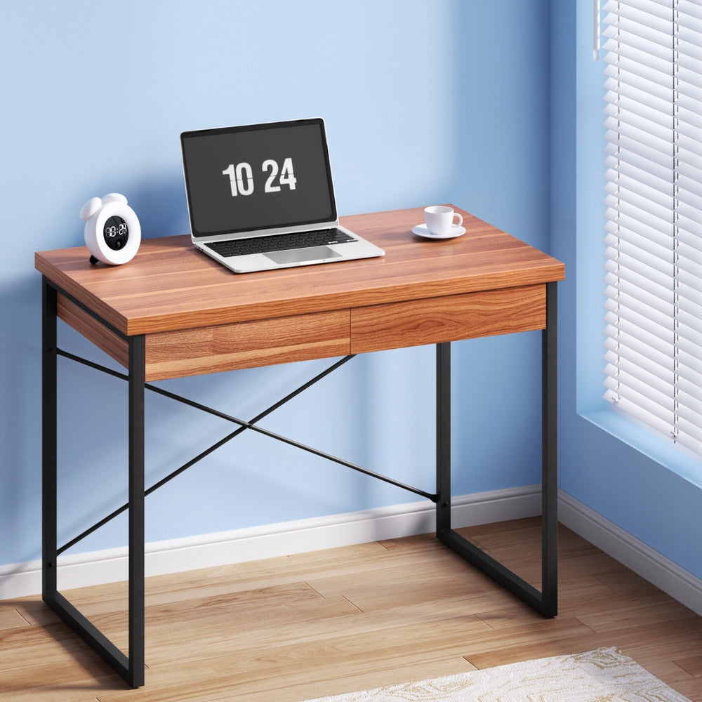 Artiss Computer Desk Drawer Storage Walnut 100CM-Furniture > Office-PEROZ Accessories