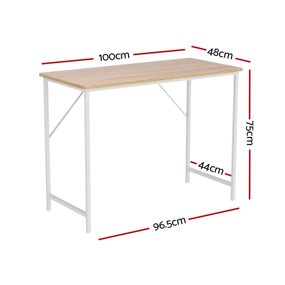 Artiss Computer Desk Oak 100CM-Furniture > Office-PEROZ Accessories